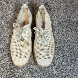 Vintage Hush Puppies Mens 9.5 M Mesh Espadrille Oxford Shoes Tan USA Coastal EUC